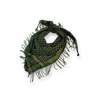 Dark Green and Black Plaid Cotton Fringe Scarf Headscarf Neck Wrap Scarf NEW